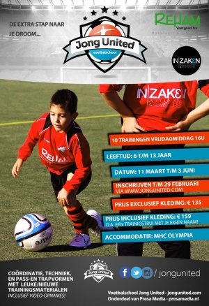 Voetbalschool Jong United organiseert nieuwe trainingsdagen